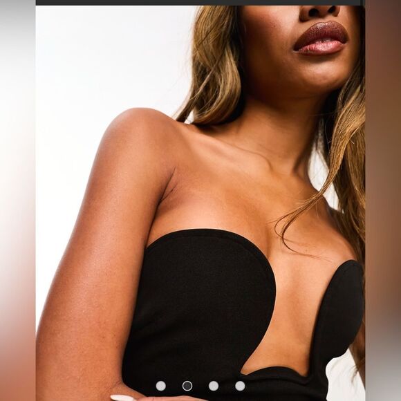 Aria Cove Women's Bandeau Plunge Wire Detail Maxi Strapless Dress Black SZ 6 NWT - Picture 2 of 10